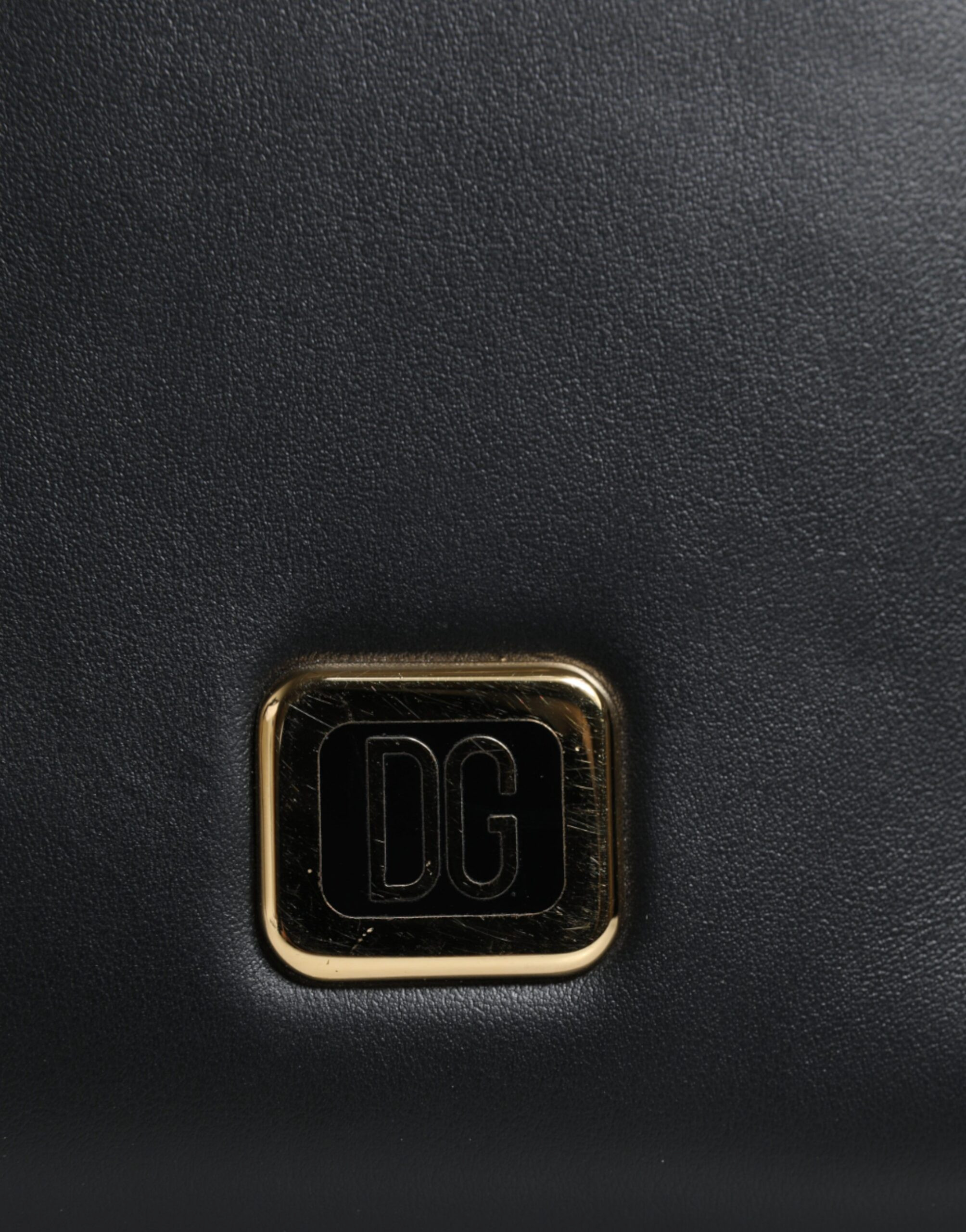 Wallet Dolce & Gabbana Black Leather Logo Plaque Neck Strap Card Coin Wallet