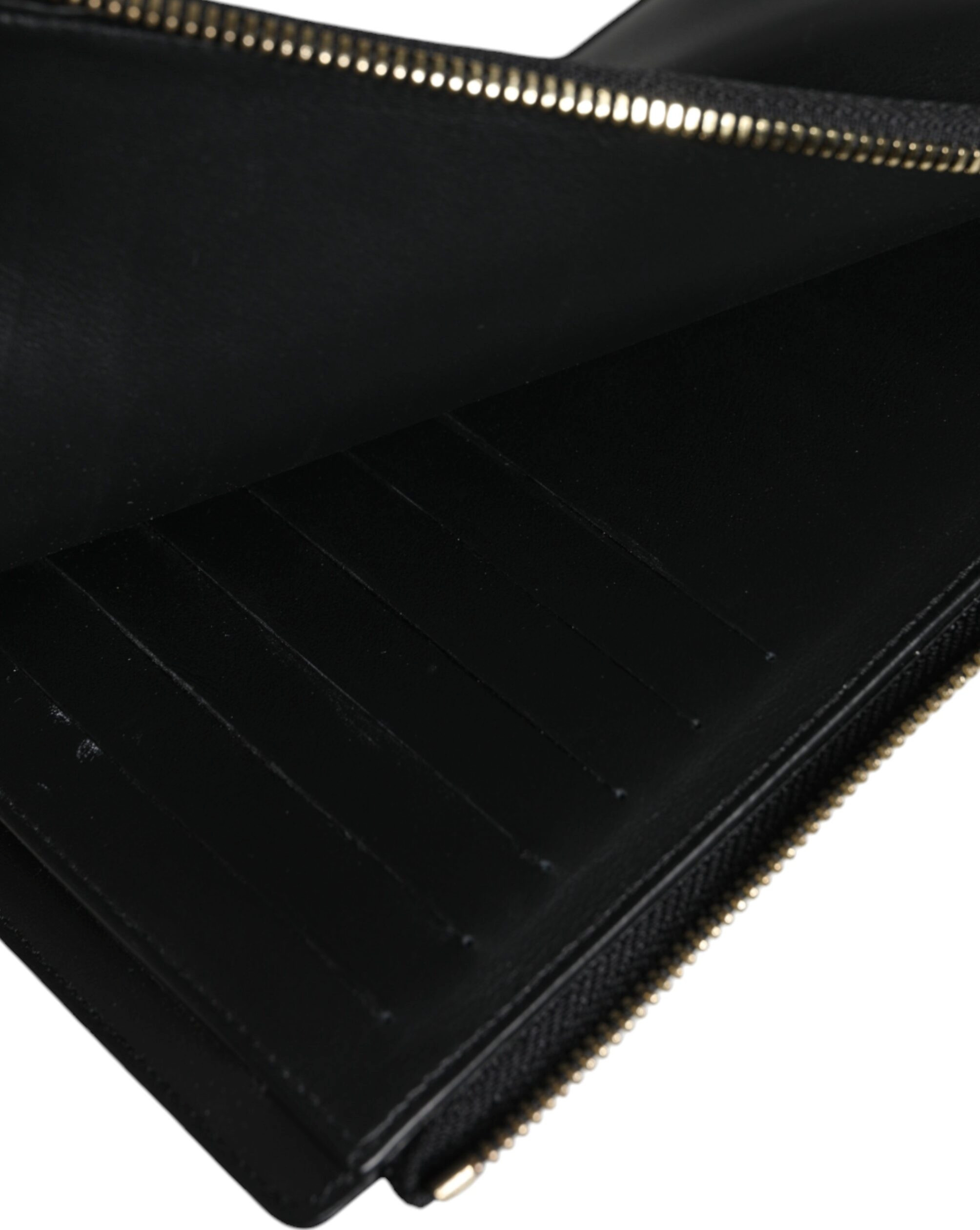 Wallet Dolce & Gabbana Black Leather Logo Plaque Neck Strap Card Coin Wallet