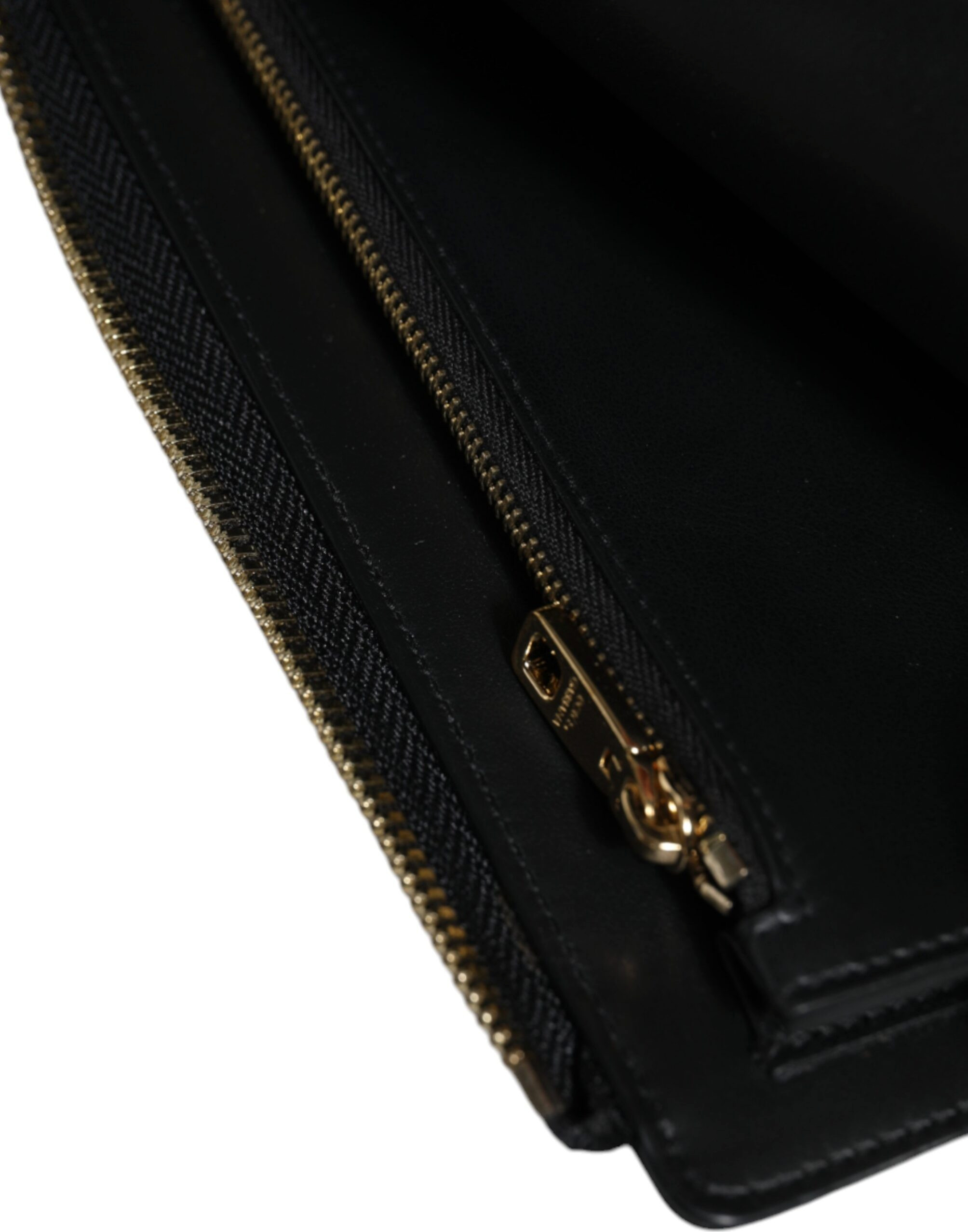 Wallet Dolce & Gabbana Black Leather Logo Plaque Neck Strap Card Coin Wallet