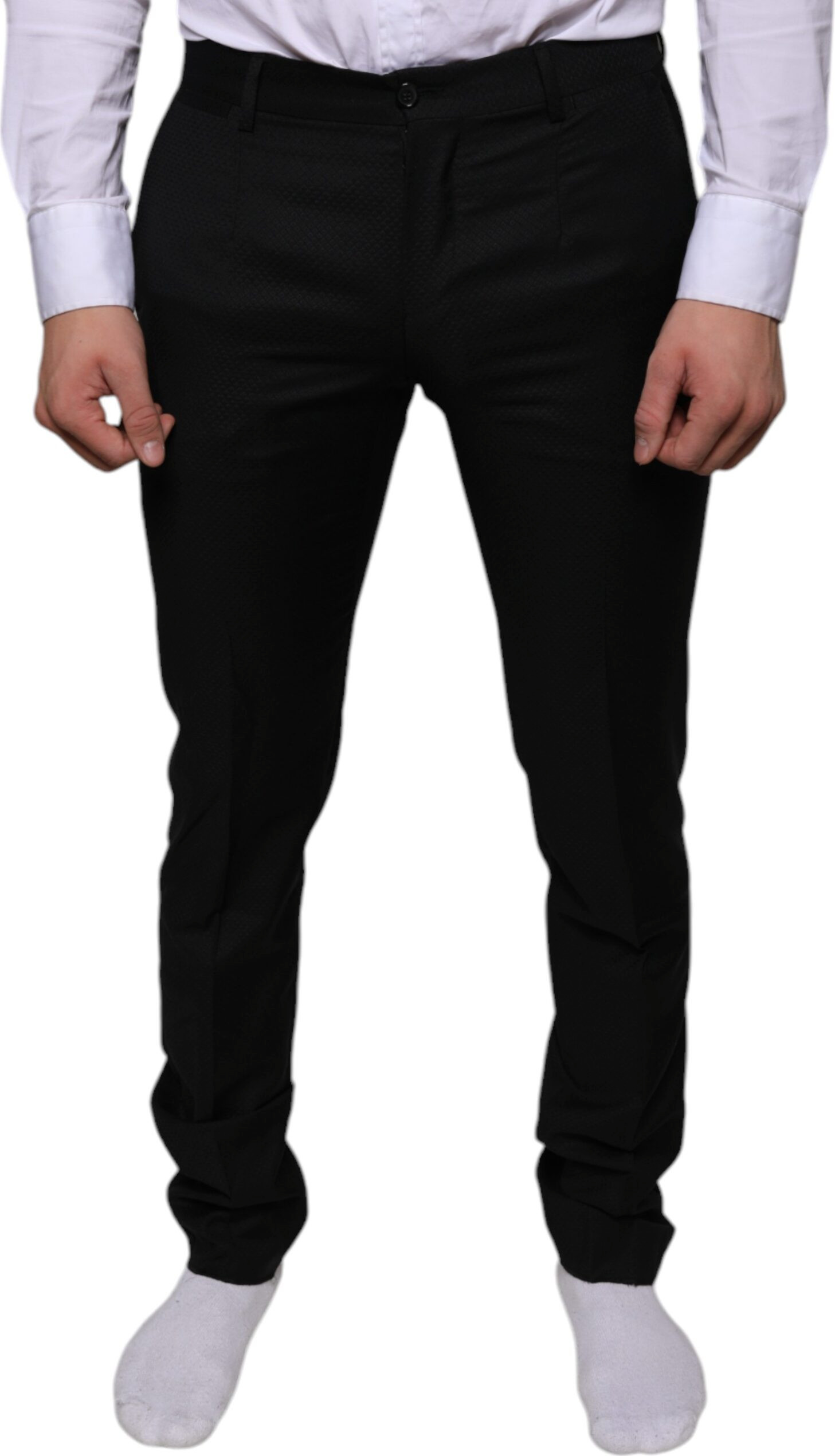 Formal Pants Dolce & Gabbana Black Wool Skinny Dress Pants