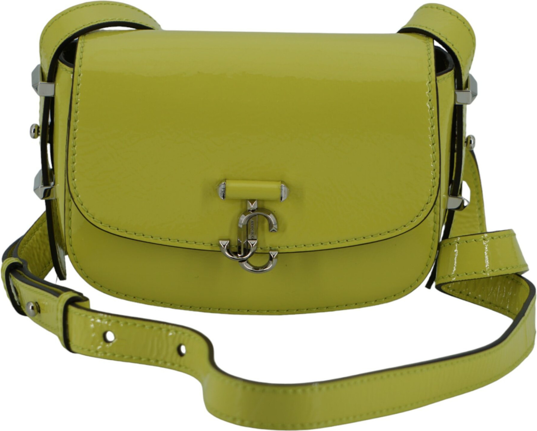 Shoulder Bag Jimmy Choo Eyewear ARENNE SATCHEL/S PATENT LIME