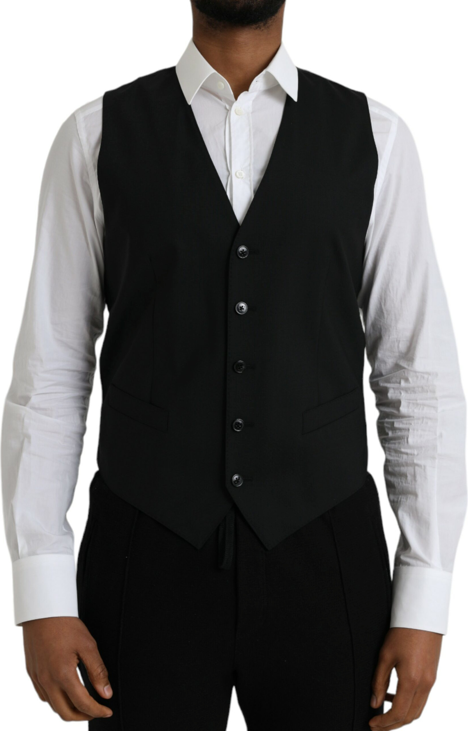 Vest Dolce & Gabbana Black Wool Formal Dress Vest