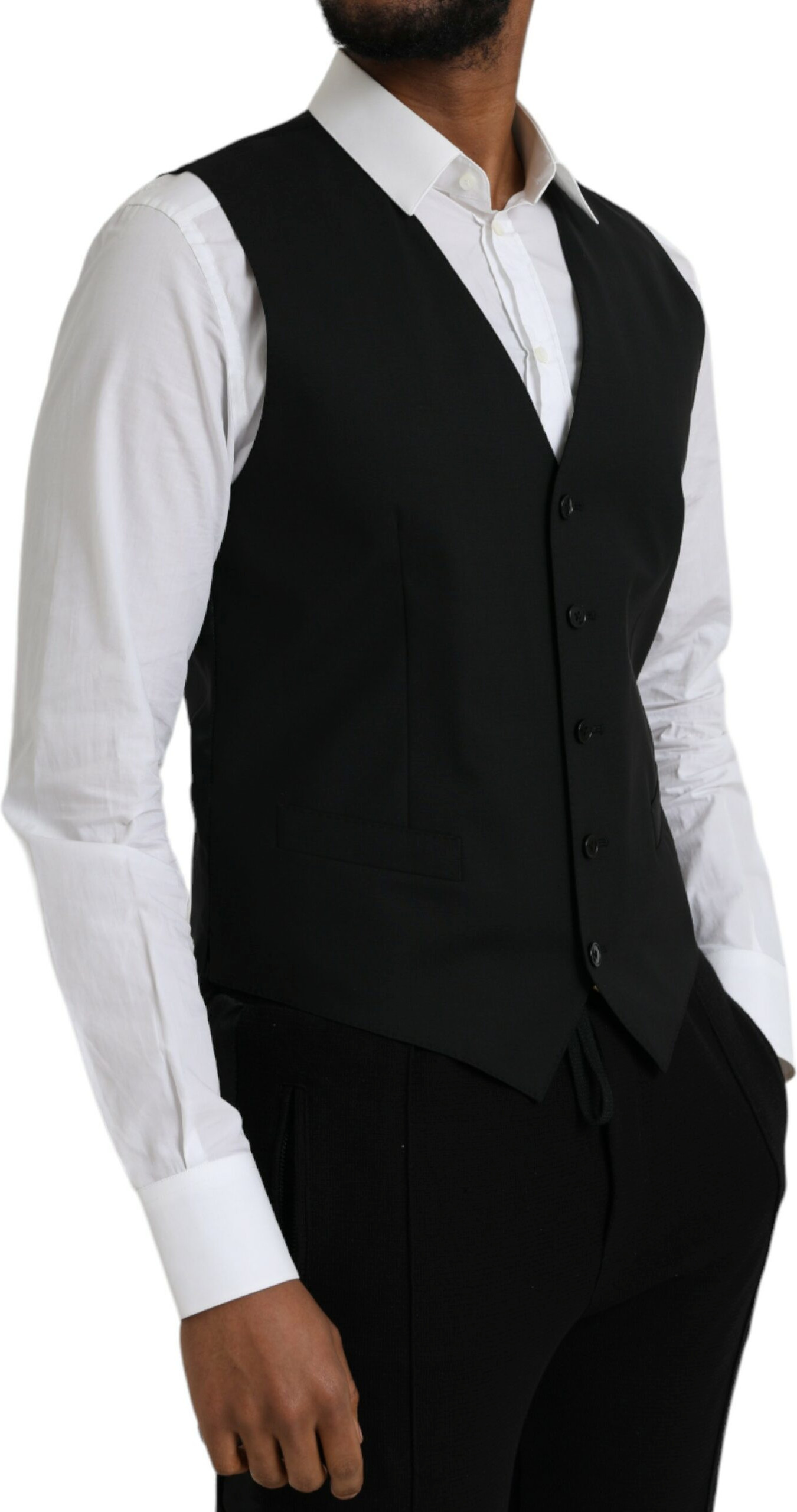Vest Dolce & Gabbana Black Wool Formal Dress Vest