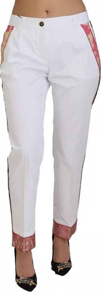 Pants Dolce & Gabbana White Jacquard Cotton Blend Mid Waist