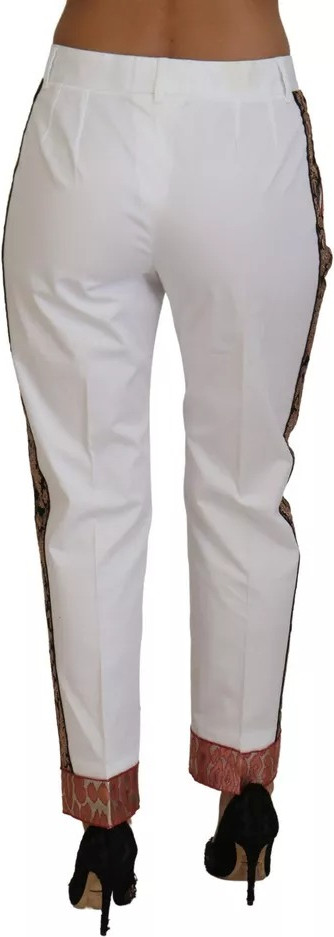 Pants Dolce & Gabbana White Jacquard Cotton Blend Mid Waist