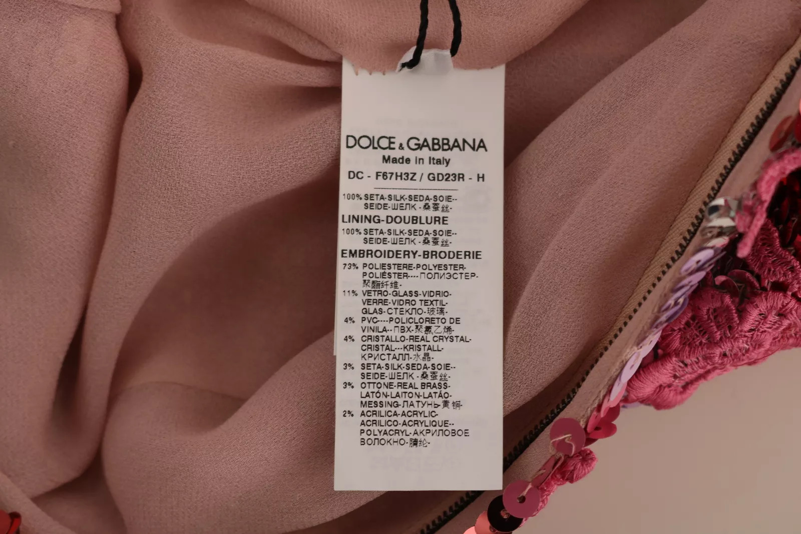 Dress Dolce & Gabbana Pink Floral Sequined Crystal Gown