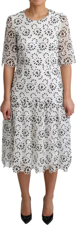 Dolce & Gabbana'dan oq kesilgan dizaynli poliester A-line midi ko'ylagi