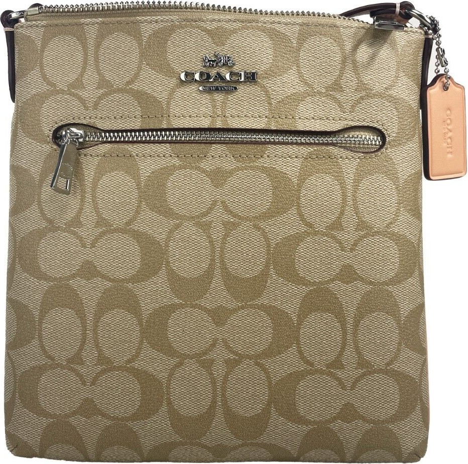 Crossbody sumkasi Coach Rowan Mini Crossgrain Leather File Crossbody Bag Light Khaki Faded Blush CS182