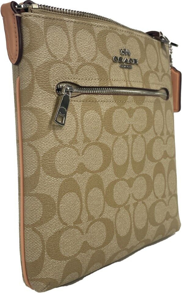 Crossbody sumkasi Coach Rowan Mini Crossgrain Leather File Crossbody Bag Light Khaki Faded Blush CS182