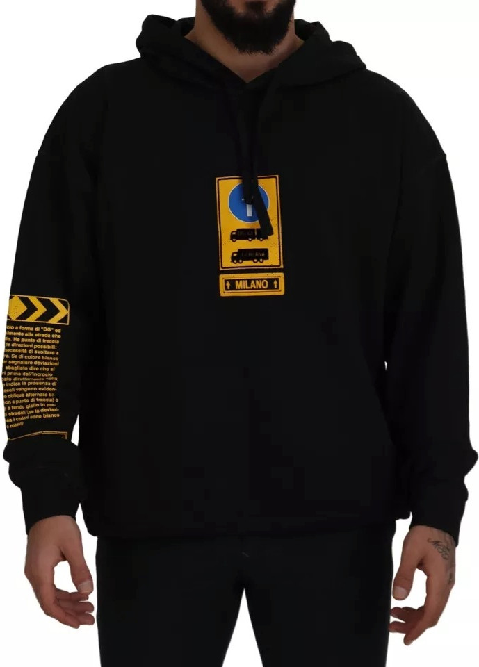 Black Cotton Logo Hooded Sweatshirt Sweater