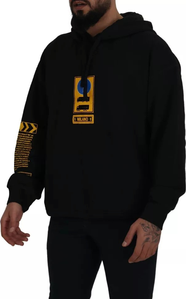 Black Cotton Logo Hooded Sweatshirt Sweater