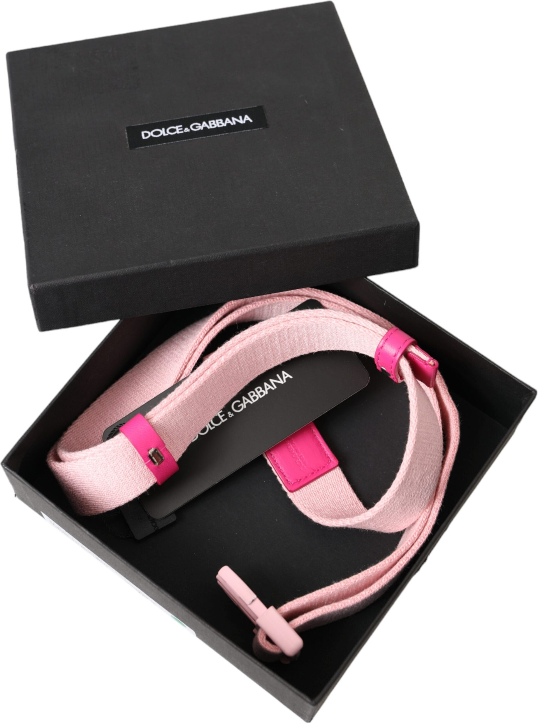 Belt Dolce & Gabbana Pink Canvas Stretch Plastic Buckle Women Belt