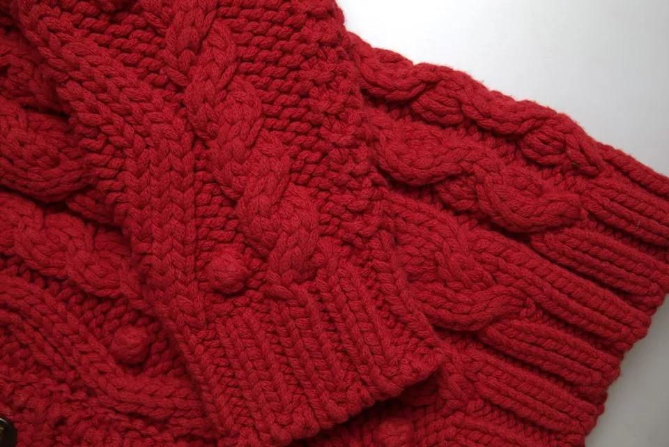 Red Wool Knit Button Down Cardigan Sweater Dolce & Gabbana