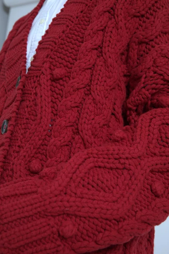 Red Wool Knit Button Down Cardigan Sweater Dolce & Gabbana