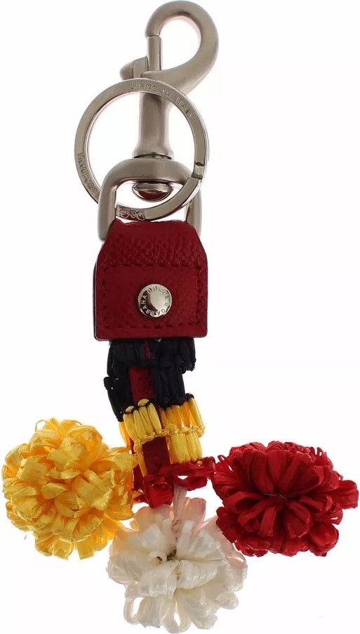 Брелок Dolce & Gabbana Серебро Коричневый Рафия Кожа Застежка-карабин Цепочка