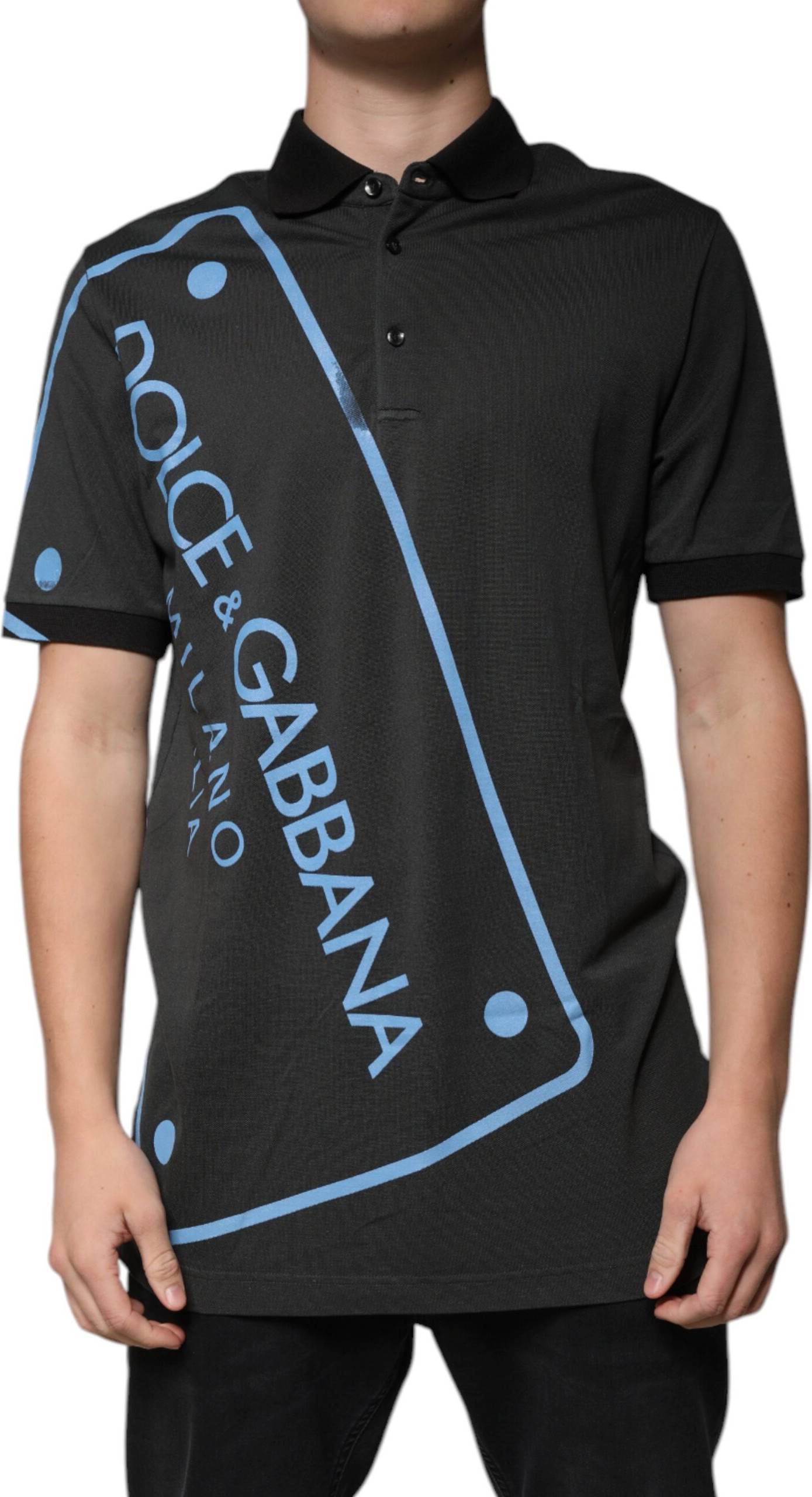 Футболка-поло из хлопка с воротником Dolce & Gabbana