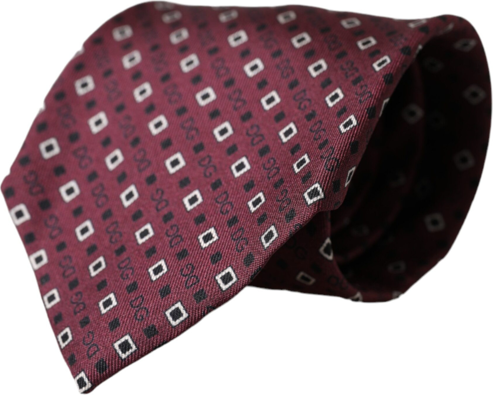 Dolce & Gabbana maroon ipakdan tikilgan logotipli erkaklar galstugi