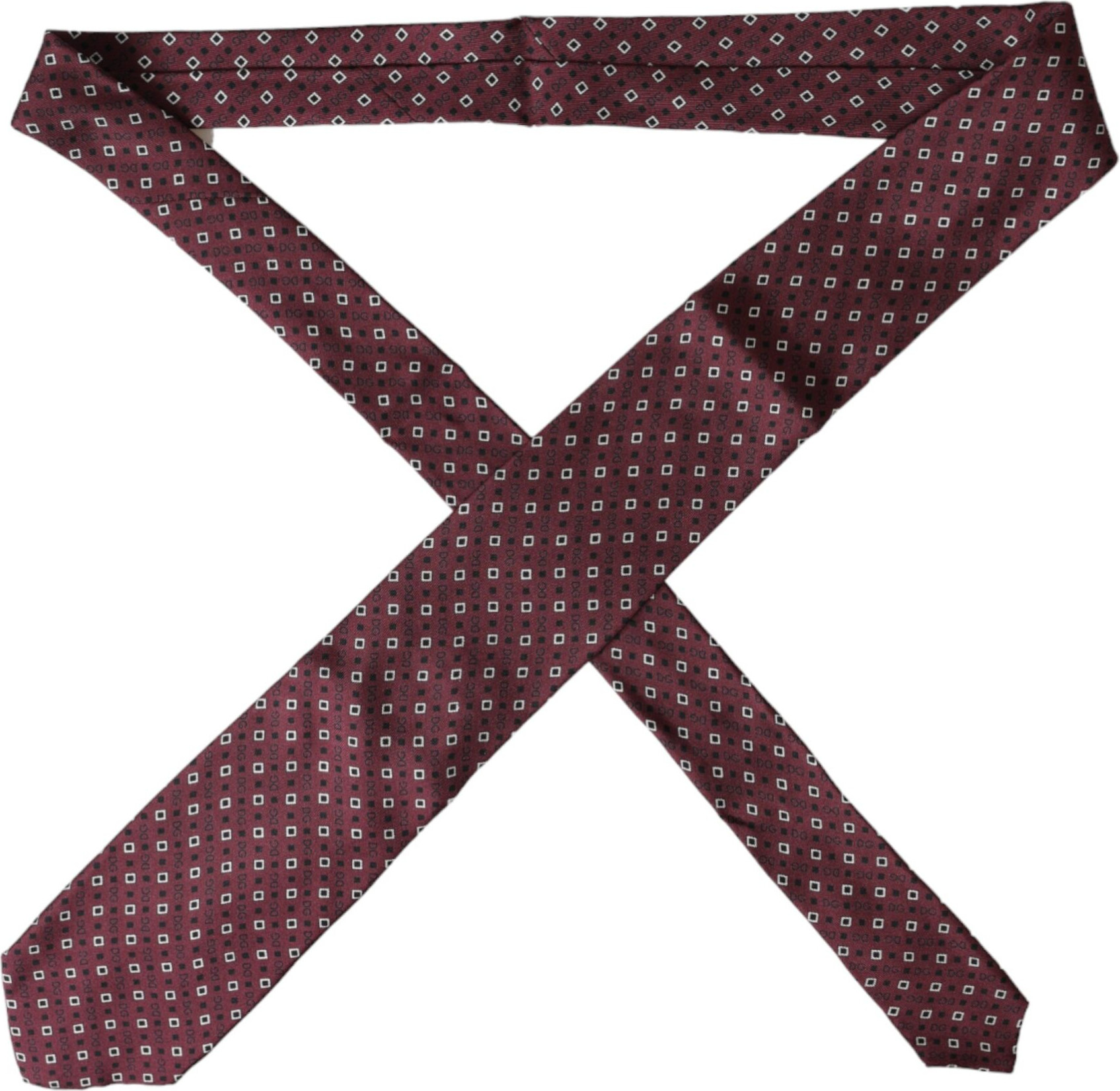 Dolce & Gabbana maroon ipakdan tikilgan logotipli erkaklar galstugi