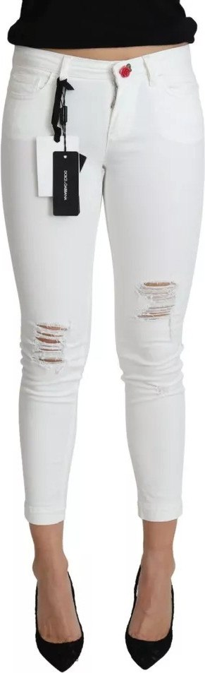 Oq paxta eskirgan "Pretty Fit" jinsi shimlar Dolce & Gabbana