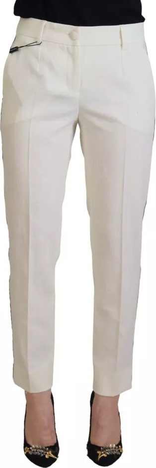 White High Waist Tapered Wool Pants Dolce & Gabbana