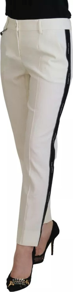 White High Waist Tapered Wool Pants Dolce & Gabbana