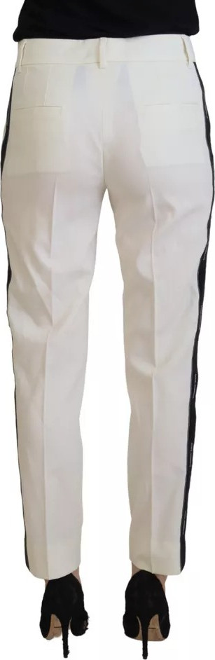 White High Waist Tapered Wool Pants Dolce & Gabbana