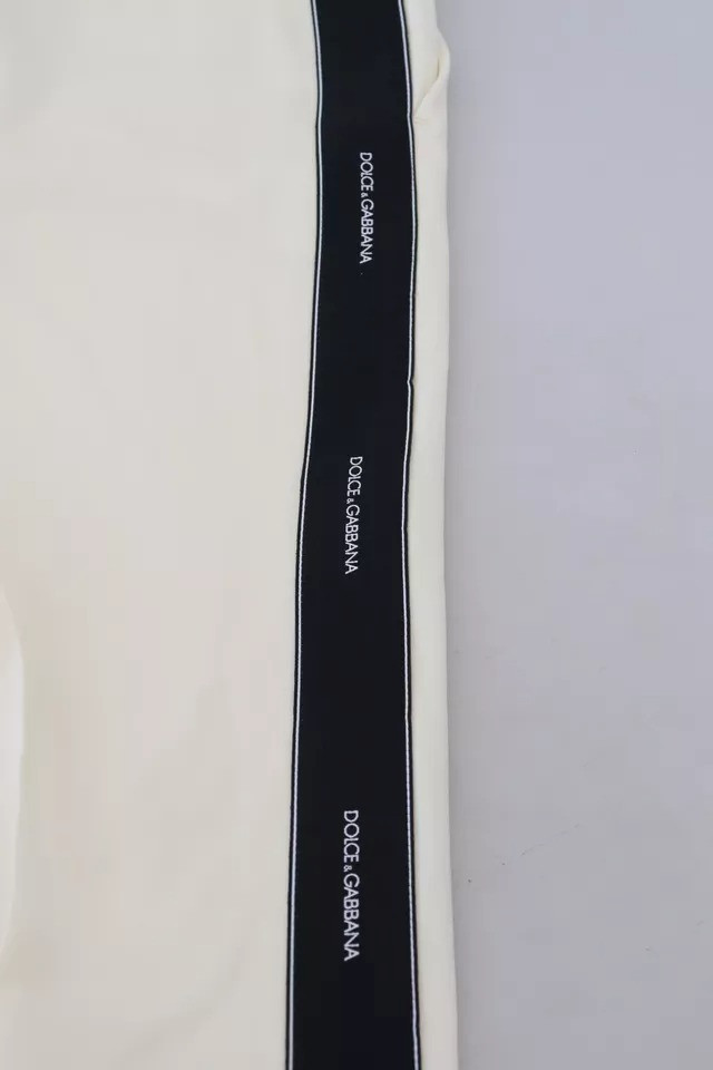 White High Waist Tapered Wool Pants Dolce & Gabbana