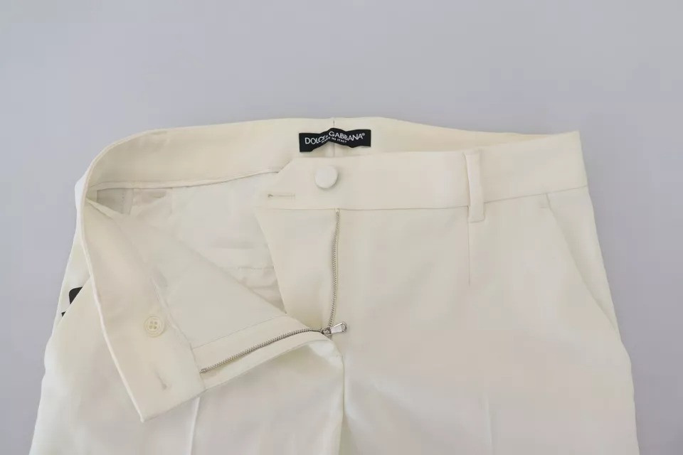 White High Waist Tapered Wool Pants Dolce & Gabbana