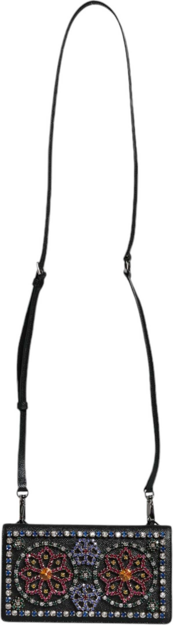 Clutch Bag Dolce & Gabbana Black Leather Crystal Shoulder Crossbody Clutch Bag