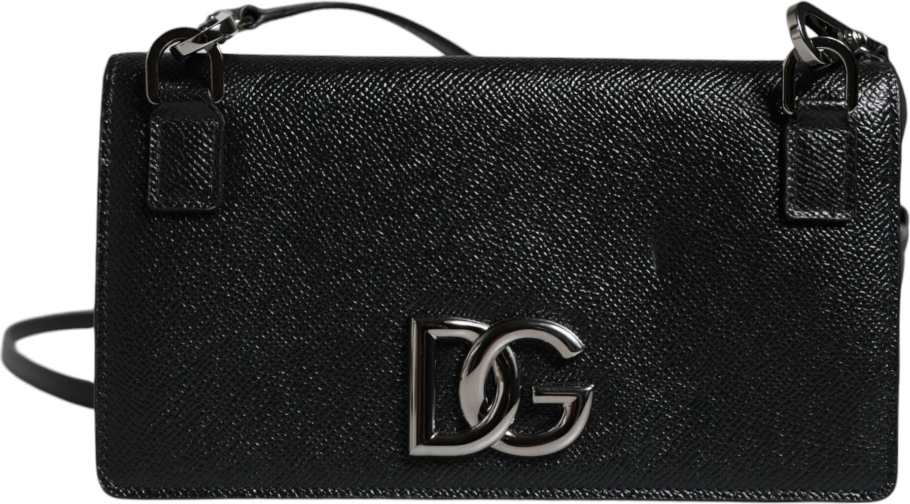 Clutch Bag Dolce & Gabbana Black Leather Crystal Shoulder Crossbody Clutch Bag
