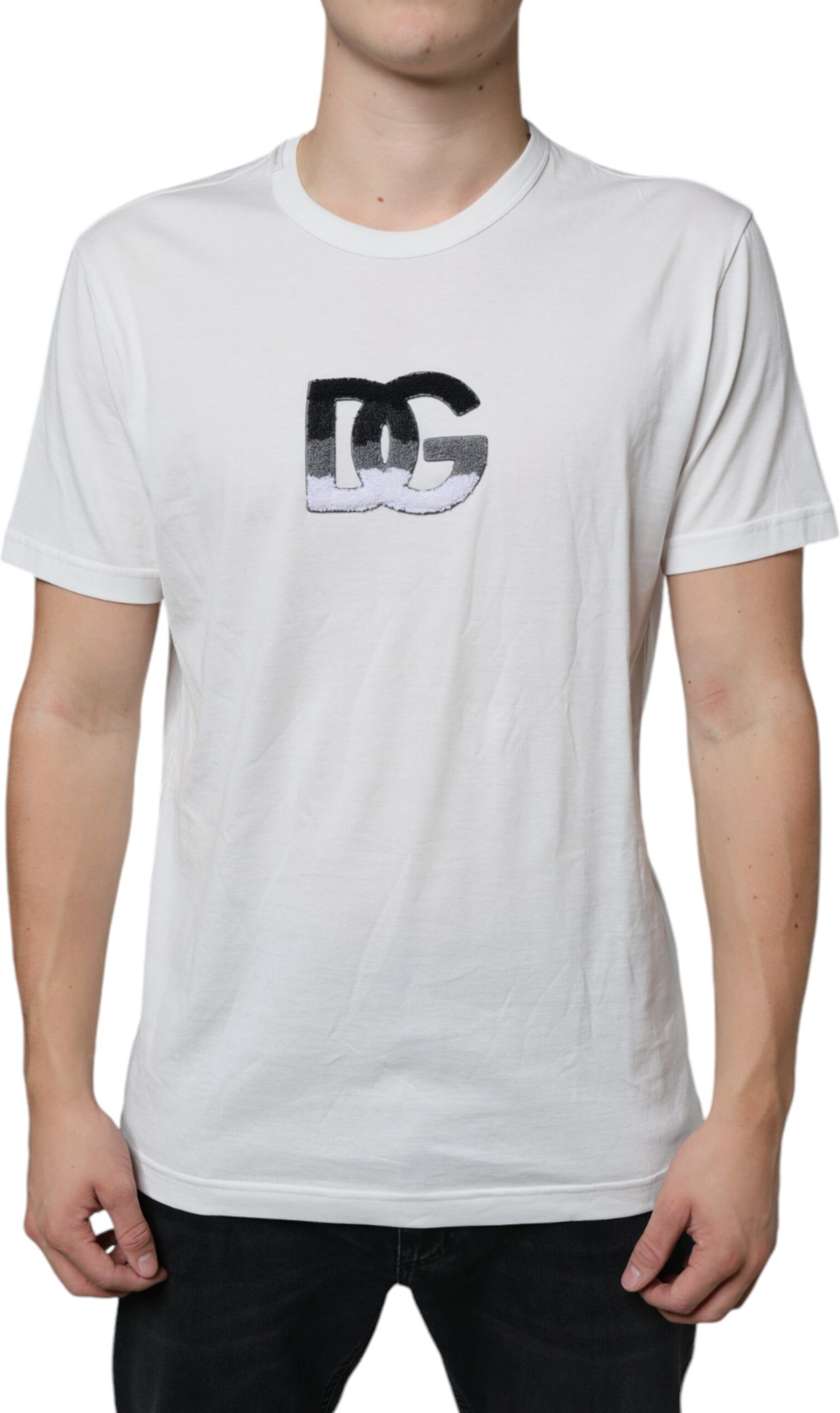 White Cotton DG Logo Print T-shirt Dolce & Gabbana