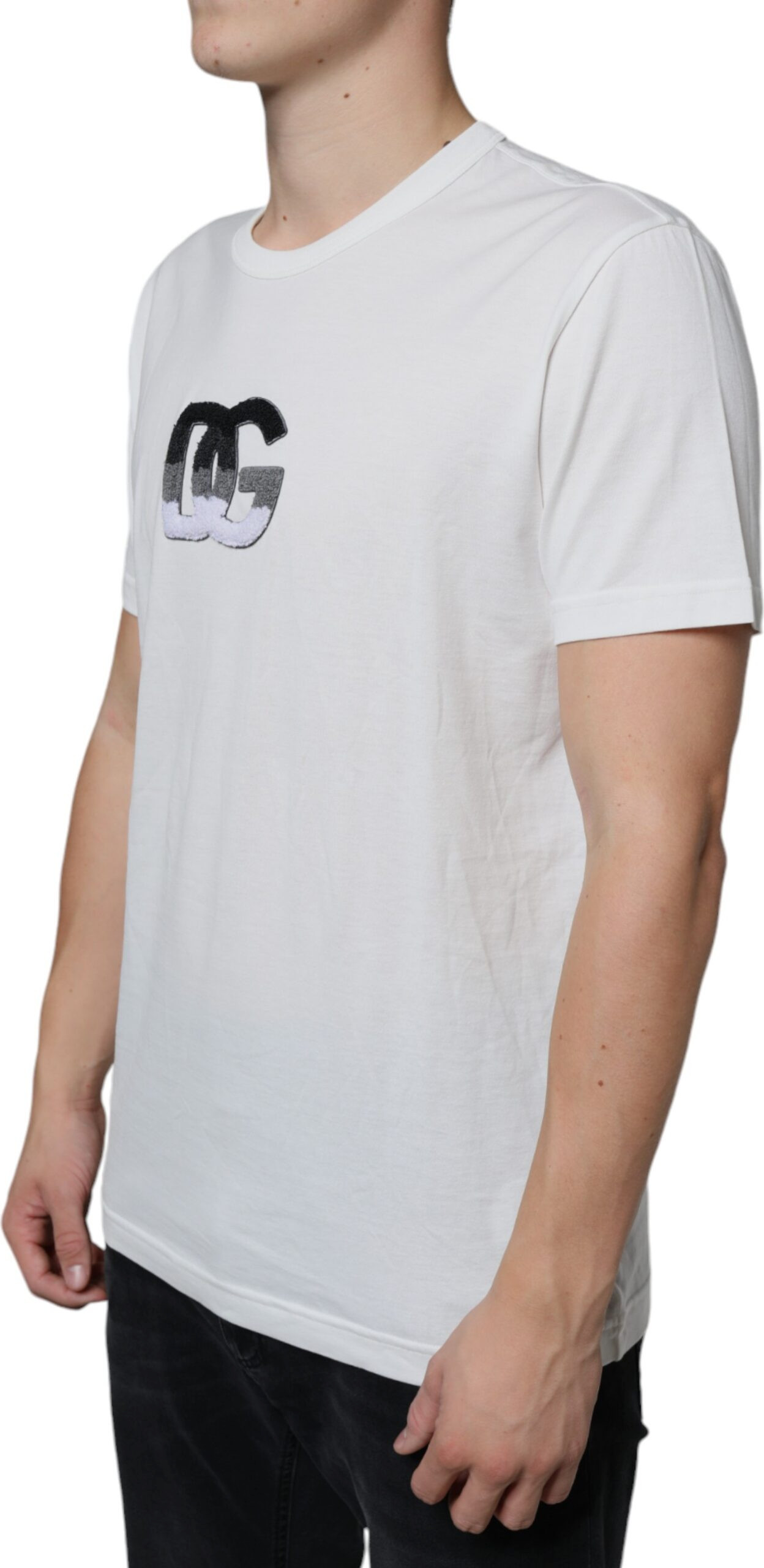 White Cotton DG Logo Print T-shirt Dolce & Gabbana