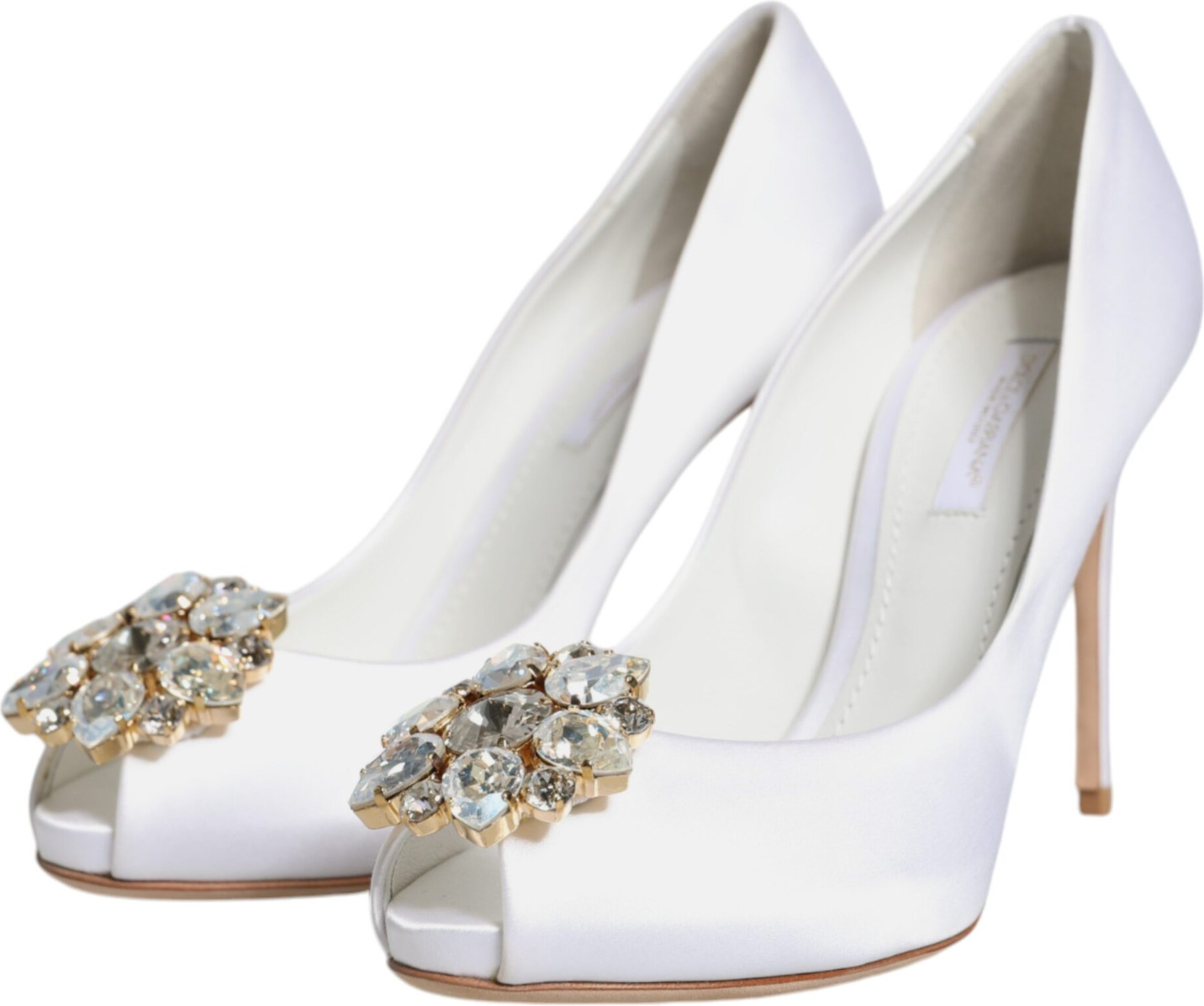 Dolce & Gabbana oq kristalli satin poyabzal