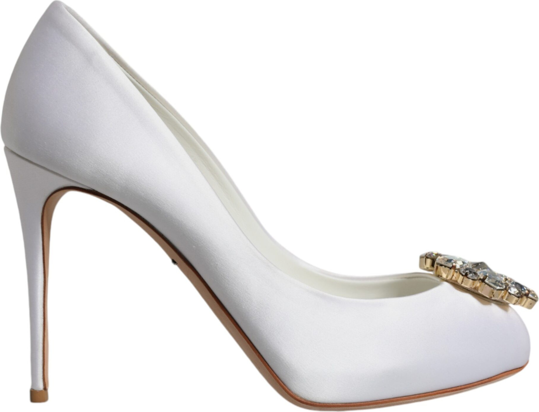 Dolce & Gabbana oq kristall uchli satin tuflilari
