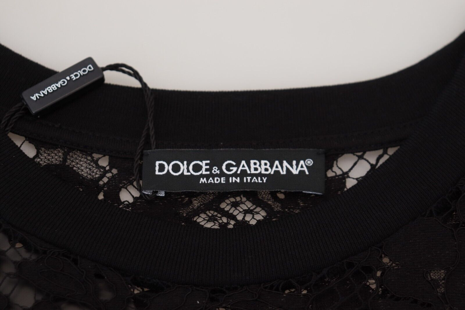 Black Floral Lace Cotton Shift Dress Dolce & Gabbana