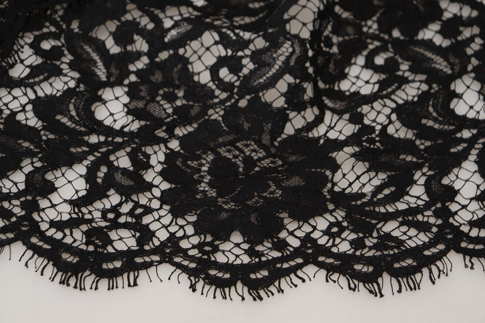 Black Floral Lace Cotton Shift Dress Dolce & Gabbana