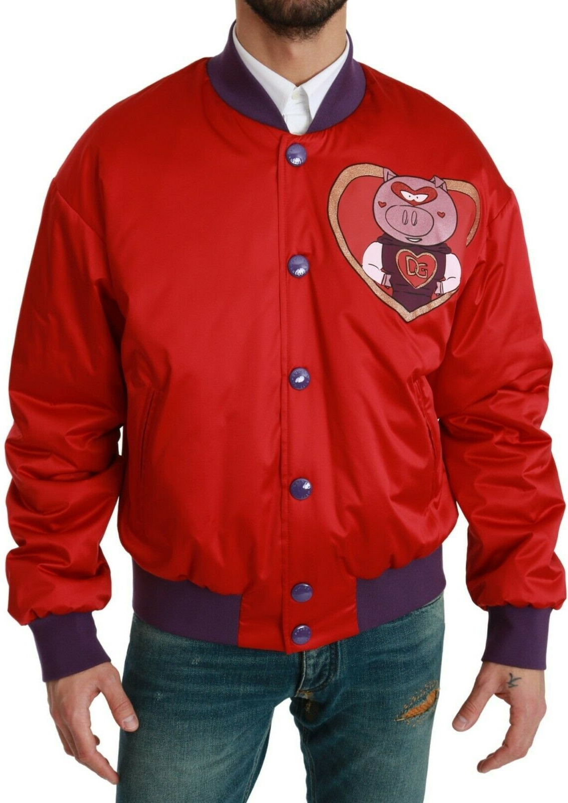 Bomber Jacketi Dolce & Gabbana Qizil "Yil cho'chqa" to'plami