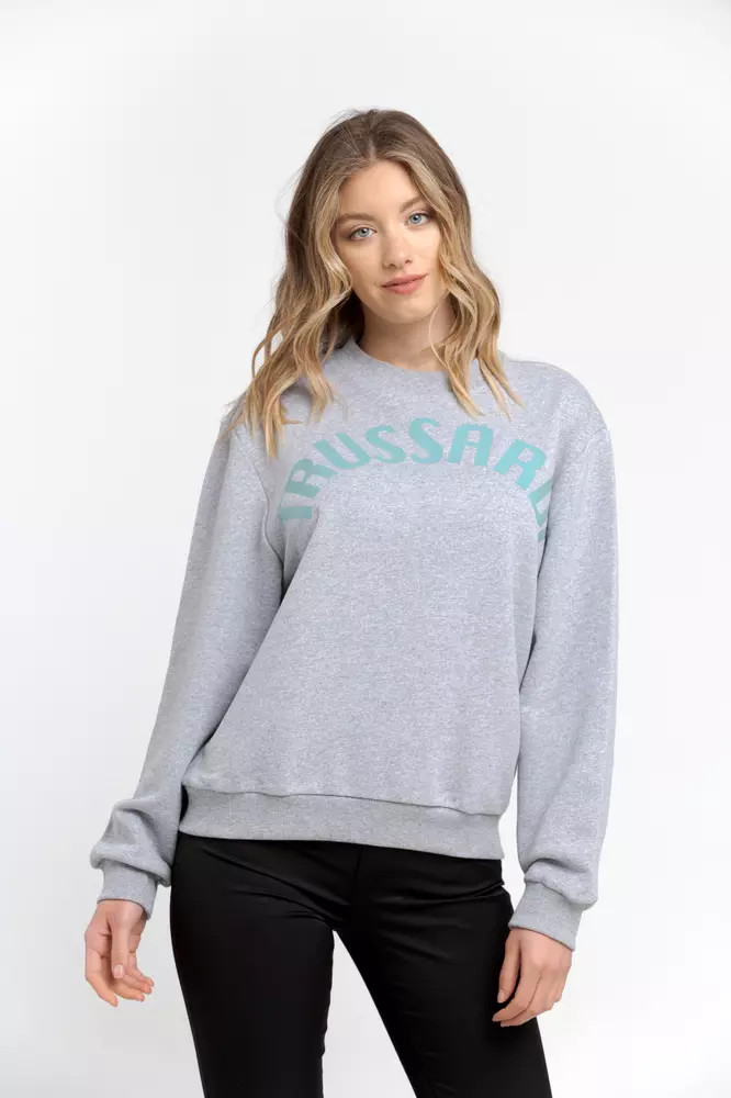 Серый хлопковый женский свитшот