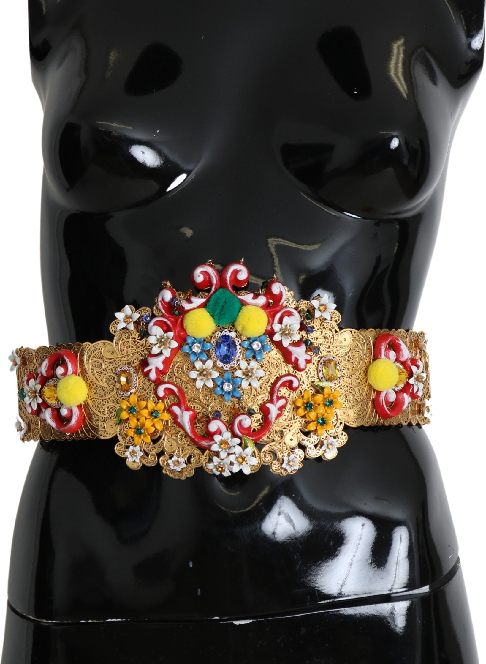 Dolce & Gabbana Oltin Rangli Gullangan Kristalli Belbog'i