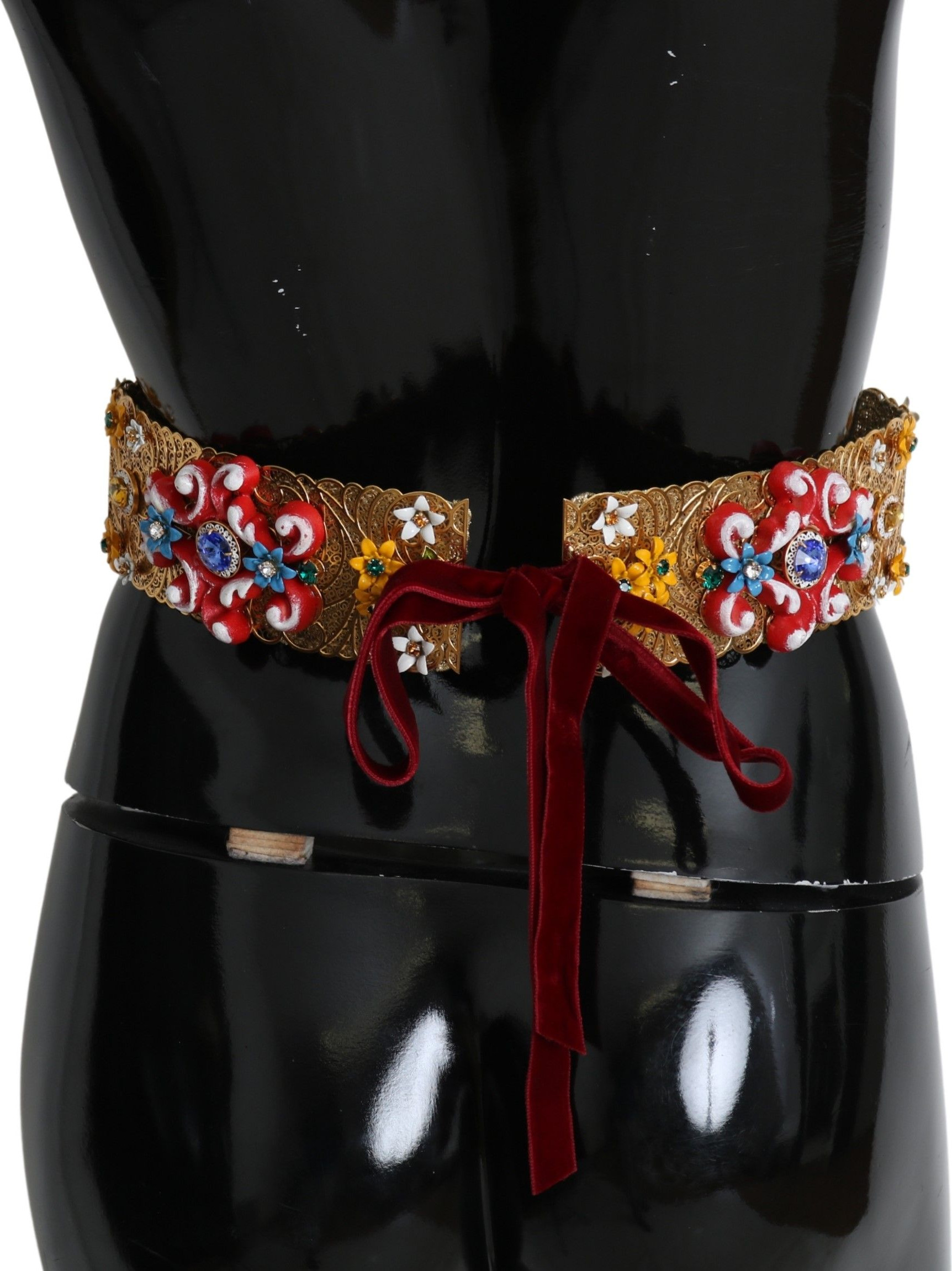 Dolce & Gabbana Oltin Rangli Gullangan Kristalli Belbog'i