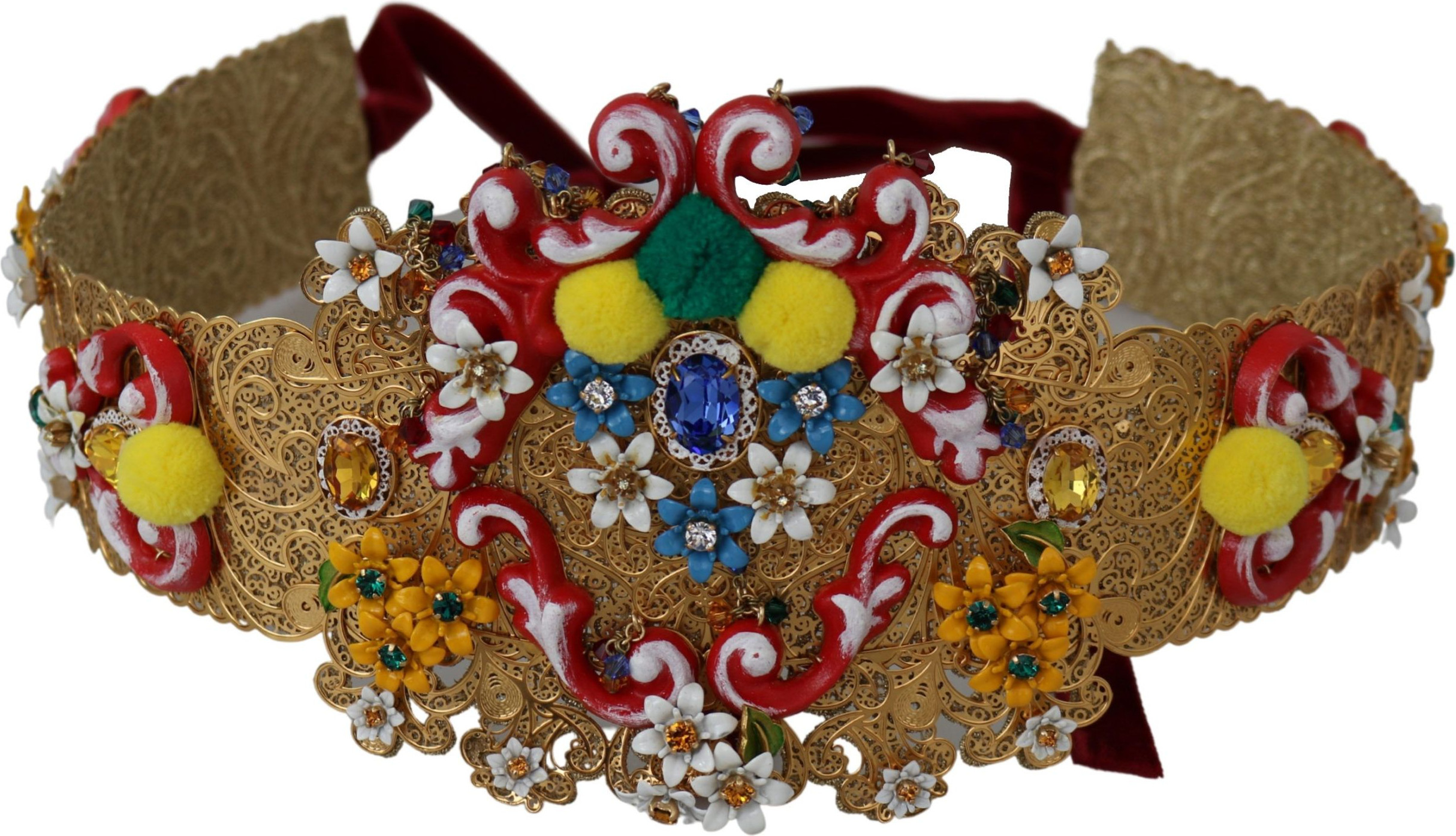 Dolce & Gabbana Oltin Rangli Gullangan Kristalli Belbog'i