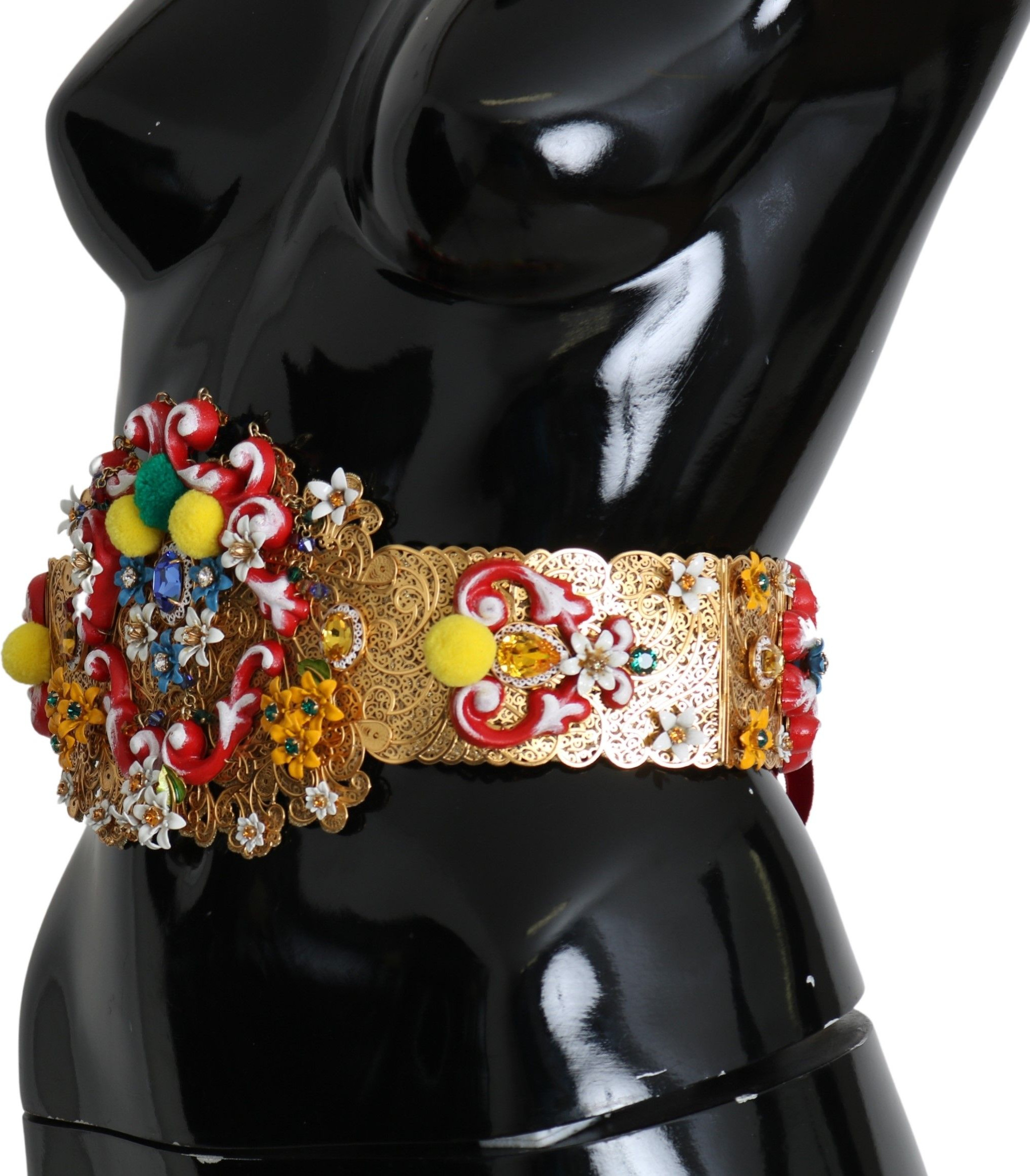 Dolce & Gabbana Oltin Rangli Gullangan Kristalli Belbog'i