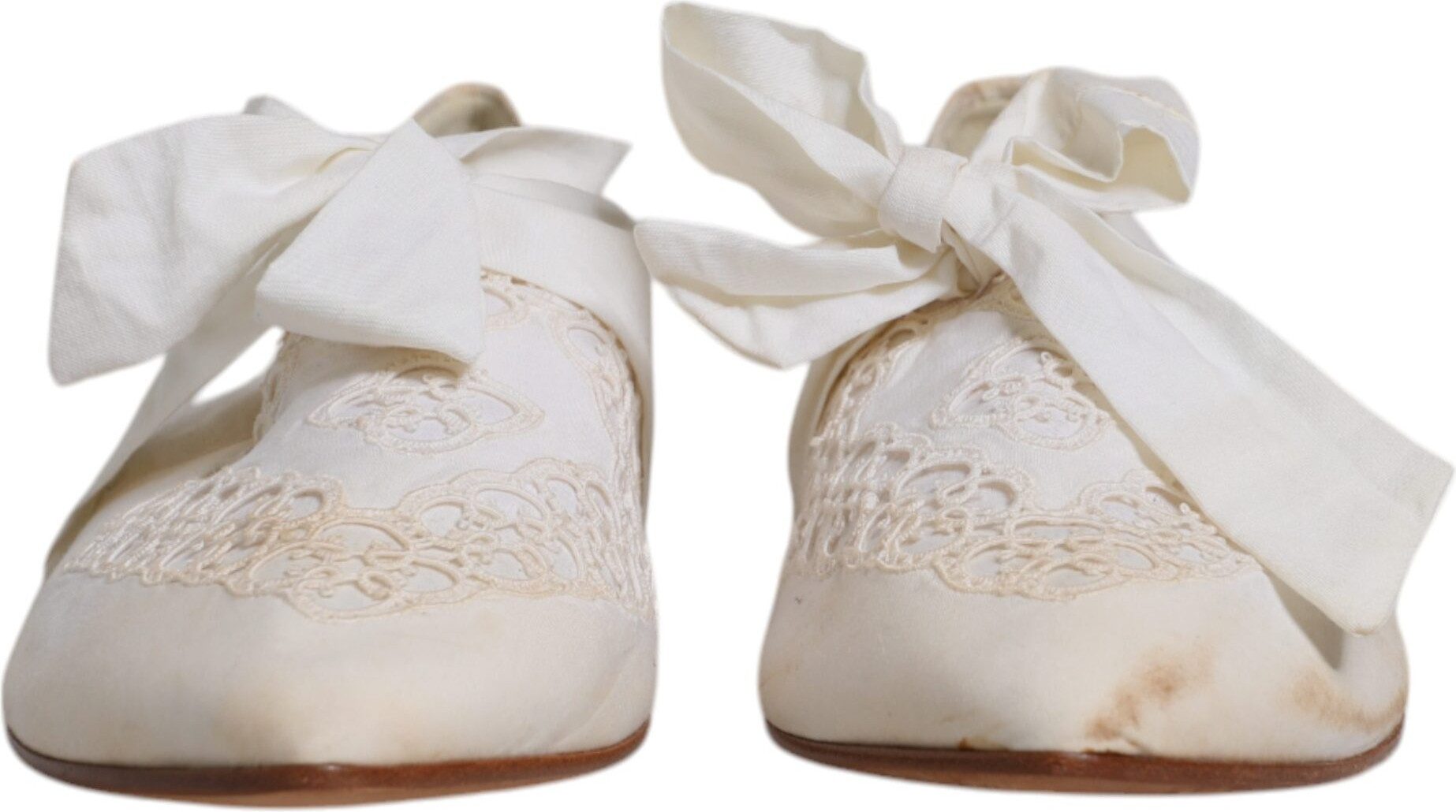 Dolce & Gabbana White Ribbon Fabric Ballerina Flats Shoes