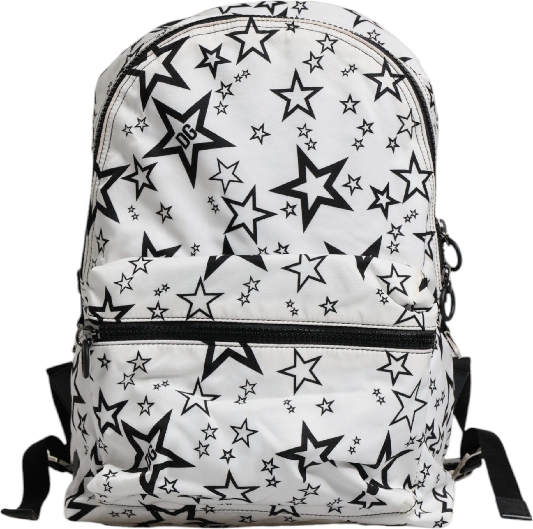 Рюкзак Dolce & Gabbana Белый рюкзак для школы из нейлона с принтом DG Stars