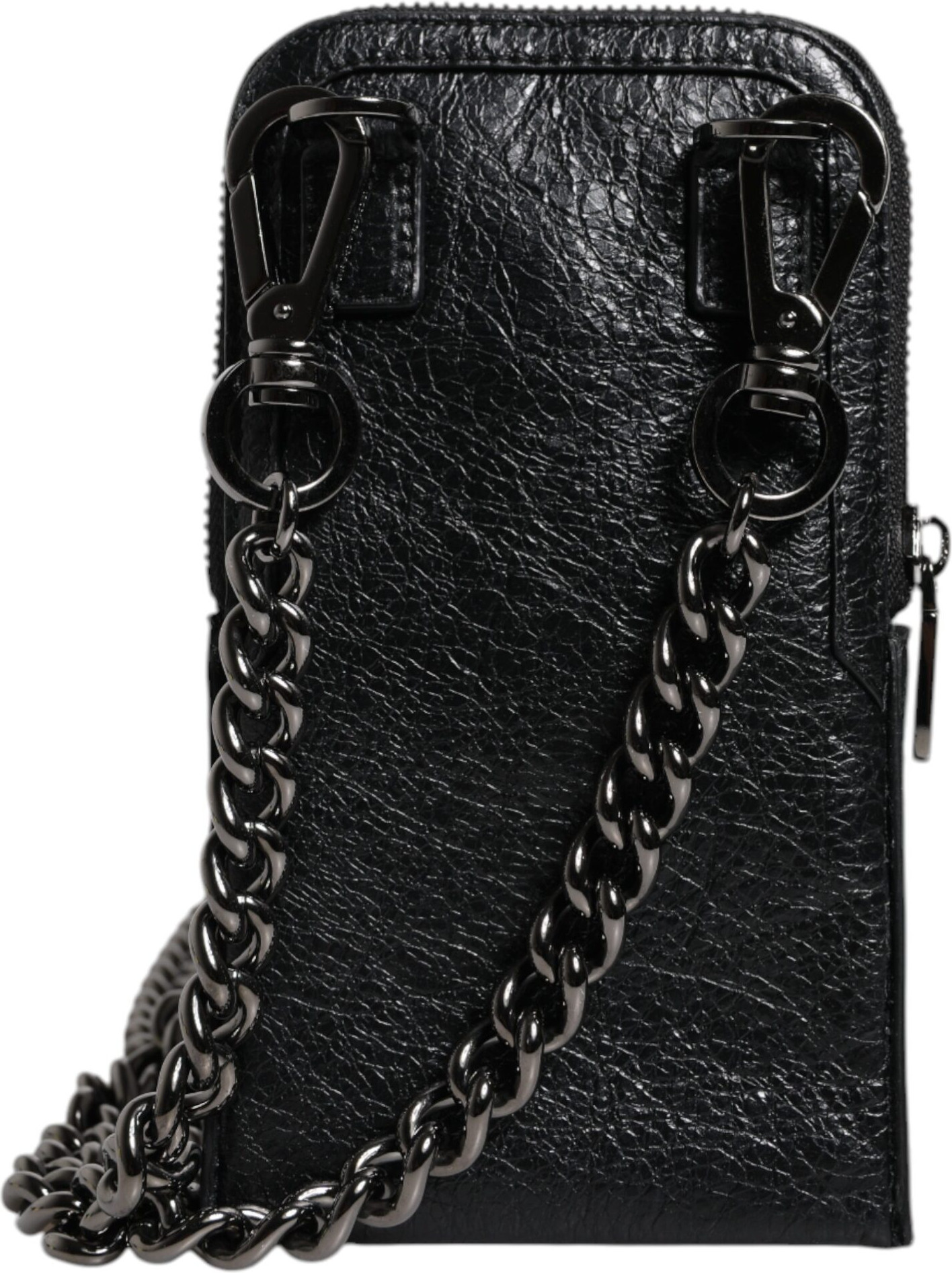 Sumka Dolce & Gabbana Qora Teri Sumka Crossbody Zanjirli Telefon Sumkasi