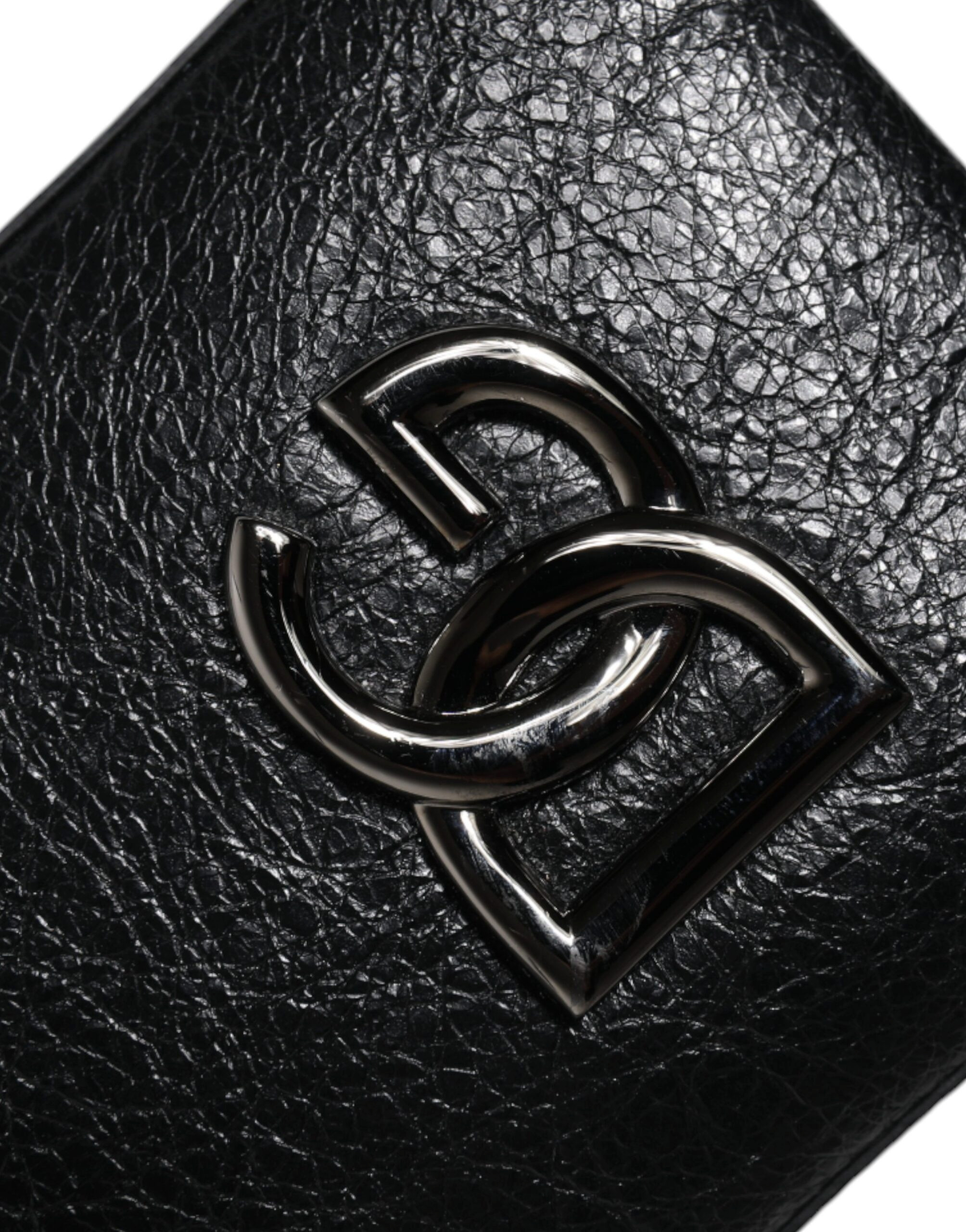 Sumka Dolce & Gabbana Qora Teri Sumka Crossbody Zanjirli Telefon Sumkasi