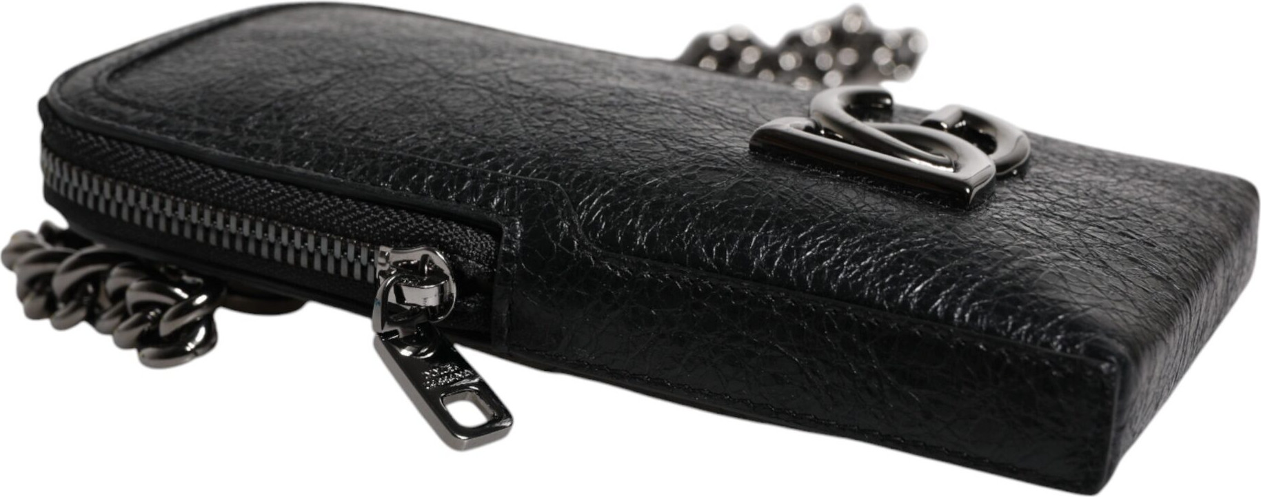 Sumka Dolce & Gabbana Qora Teri Sumka Crossbody Zanjirli Telefon Sumkasi