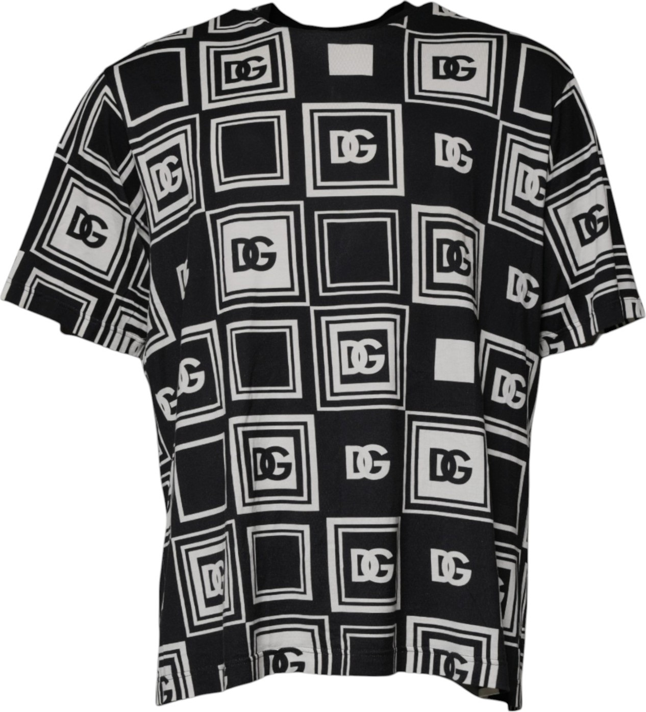 Black Logo Monogram Cotton Crew Neck T-shirt - Dolce & Gabbana