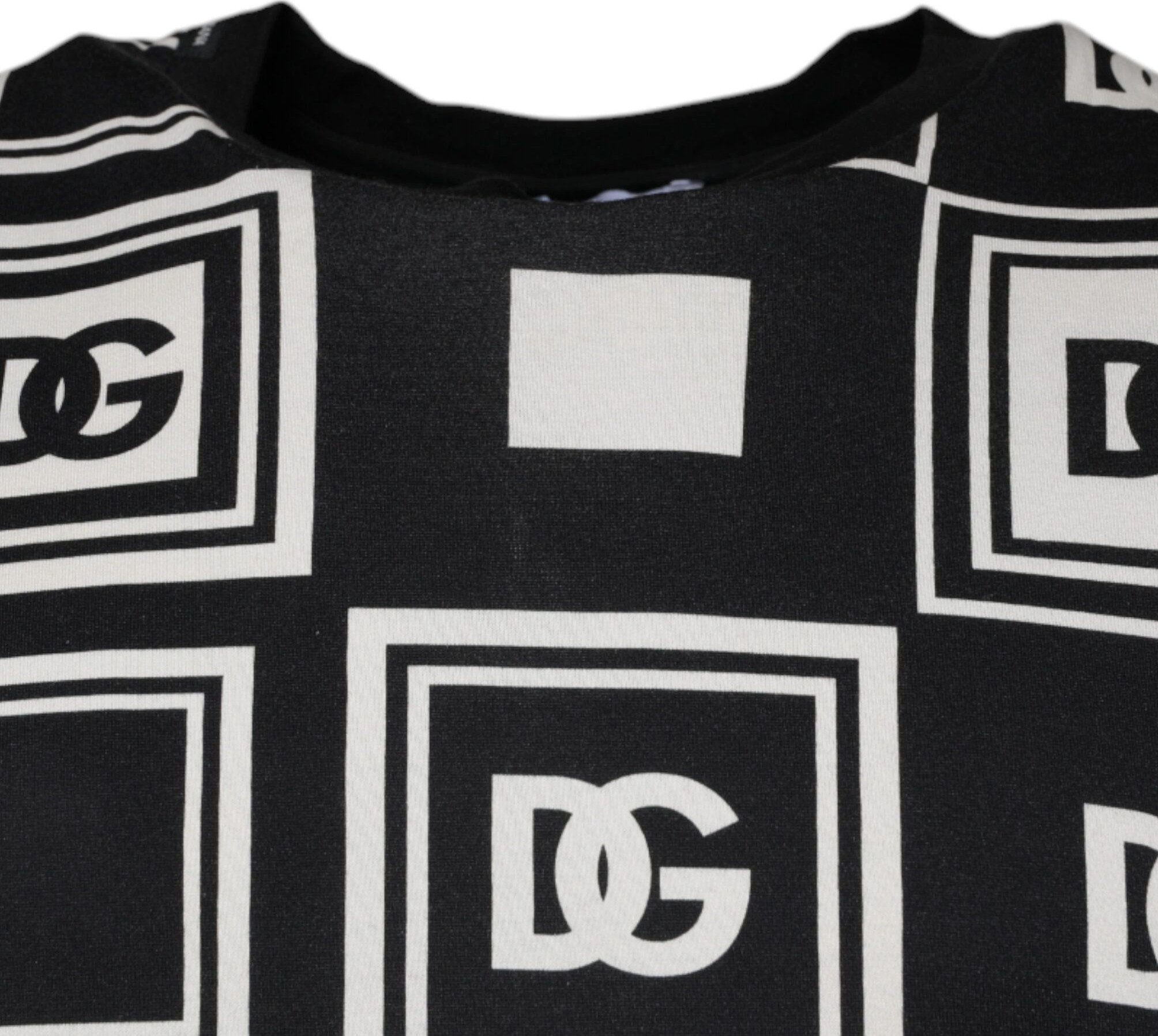Black Logo Monogram Cotton Crew Neck T-shirt - Dolce & Gabbana