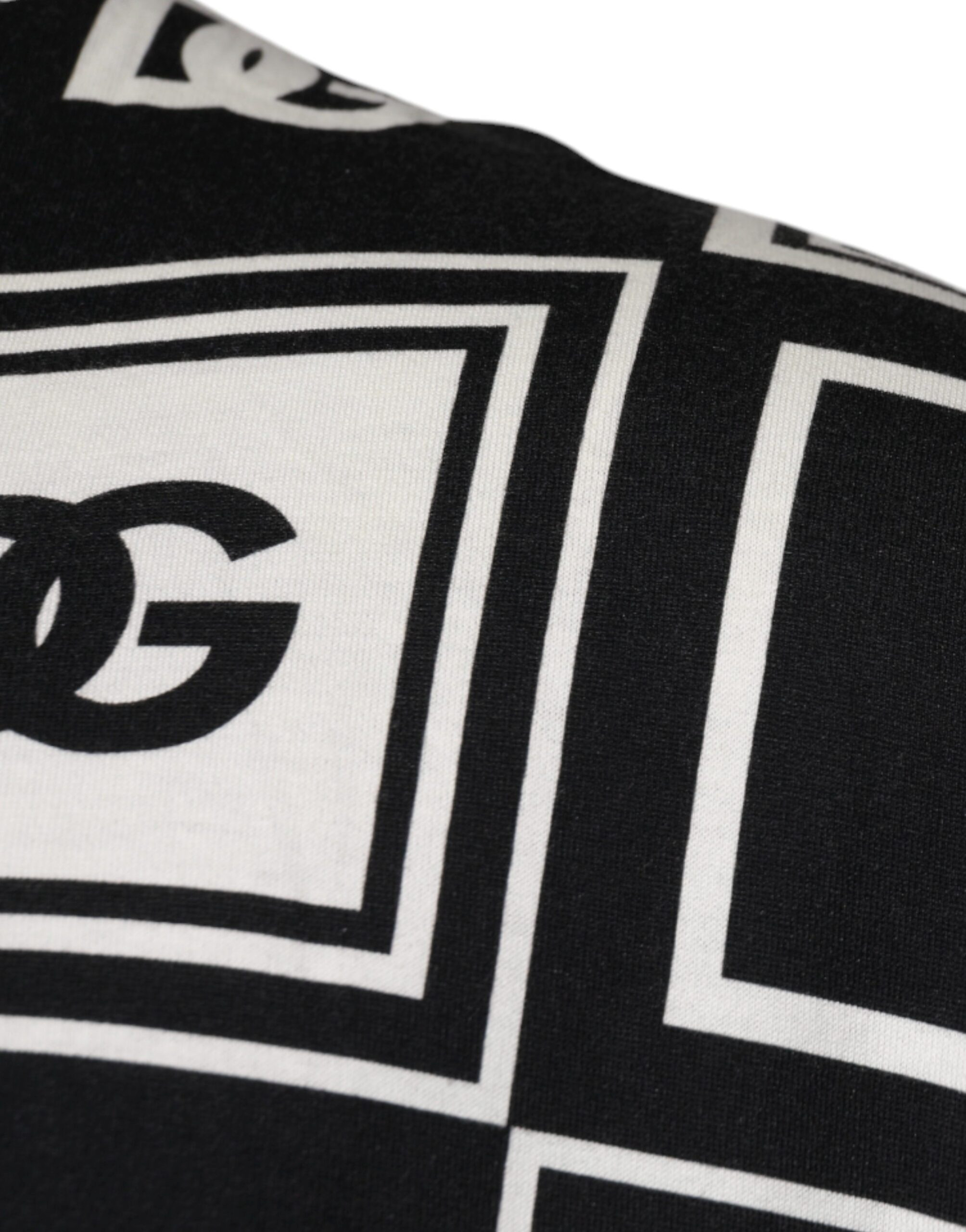 Black Logo Monogram Cotton Crew Neck T-shirt - Dolce & Gabbana